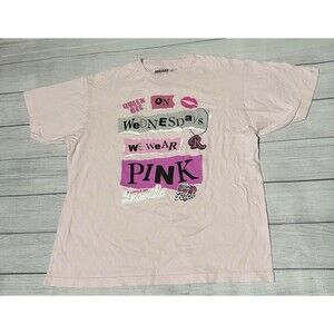 Mean Girls On Wednesdays We Wear Pink Graphic T Shirt Womens Size XL